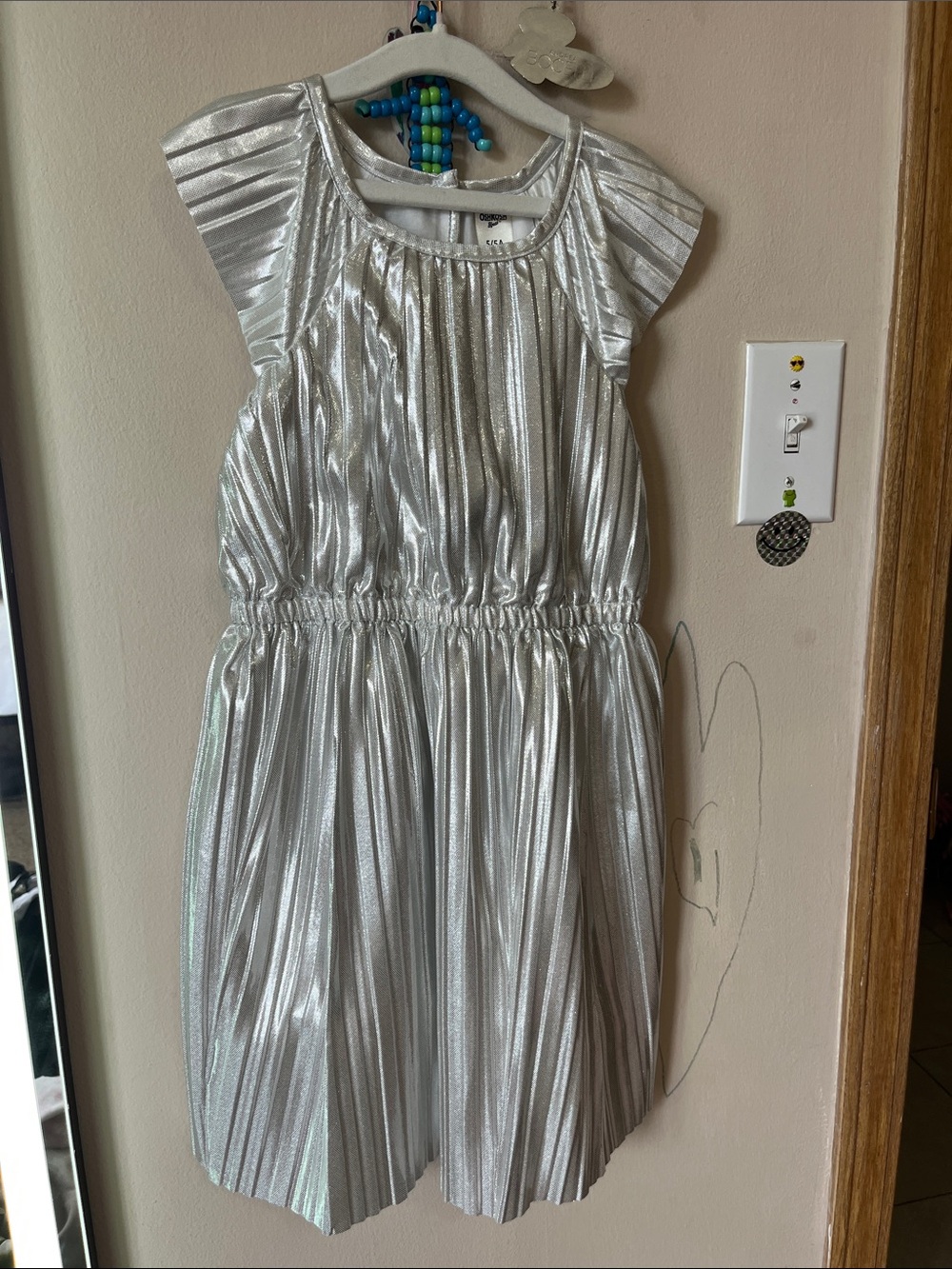 OshKosh B'gosh Girls Shimmery Silver Pleated Dress